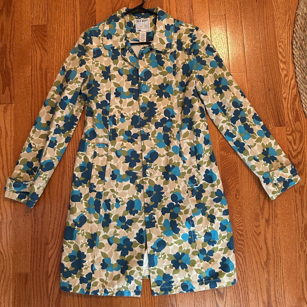 GAP Floral Women's Coat - Blue and Green